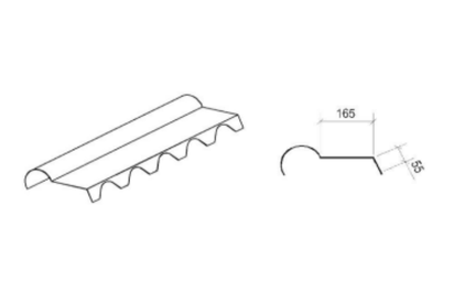 Cumeeira Articulada para TERMOCOOP ESP. 0,45mm Comprimento 2200mm Desenvolvimento 416mm M/L
