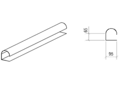 Remate Lateral Redondo para TERMOCOOP ESP. 0,45mm Comprimento 2200mm Desenvolvimento 310mm M/L