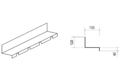 Remate Superior de Subida para 5 ONDAS/3 ONDAS ESP. 0,45mm Comprimento 3150mm Desenvolvimento 310mm M/L