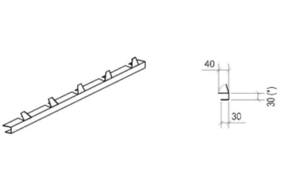 Remate de Topo para 5 ONDAS/3 ONDAS ESP. 0,45mm Comprimento 1000mm M/L